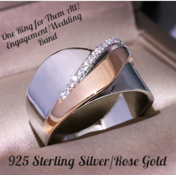 Carols Boutique Jewelry - 925 Sterling Silver Rose Gold CZ Wedding Set